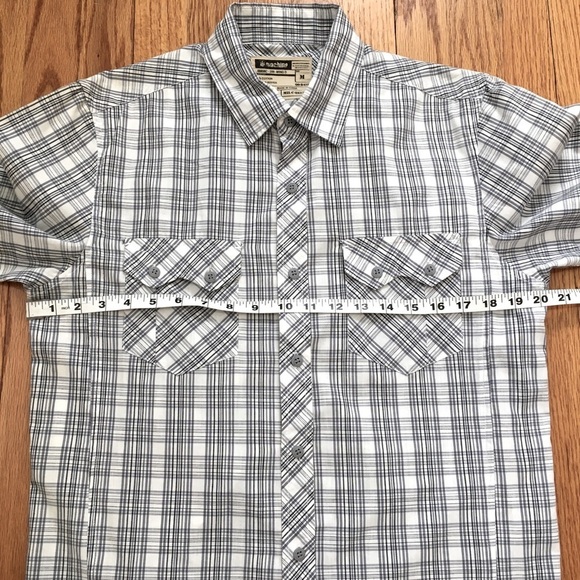 Machine Men’s Gray White Plaid Button Up Short Sleeve Causal Shirt - Picture 8 of 13